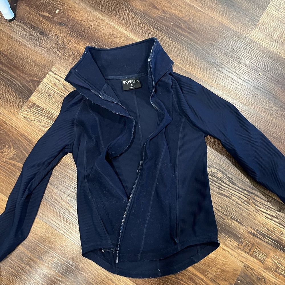 Popflex Navy Zip Corset Jacket with Stand Collar and hood